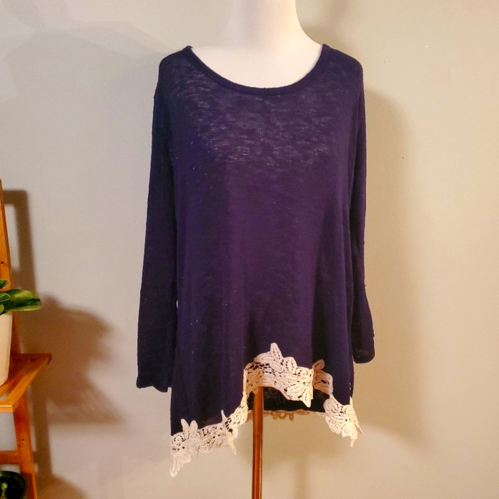 Charming Charlie long sleeve sheer sweater tie back